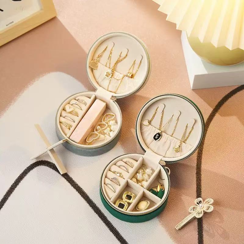 Portable Velvet Ring Organizer Case Small Jewelry Storage Box for Travel