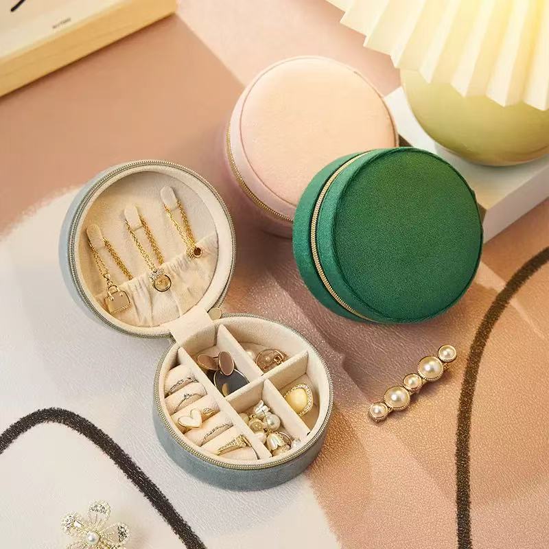 Portable Velvet Ring Organizer Case Small Jewelry Storage Box for Travel
