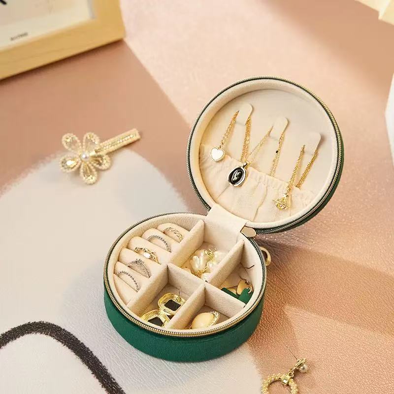 Portable Velvet Ring Organizer Case Small Jewelry Storage Box for Travel