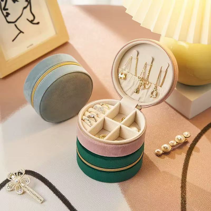 Portable Velvet Ring Organizer Case Small Jewelry Storage Box for Travel