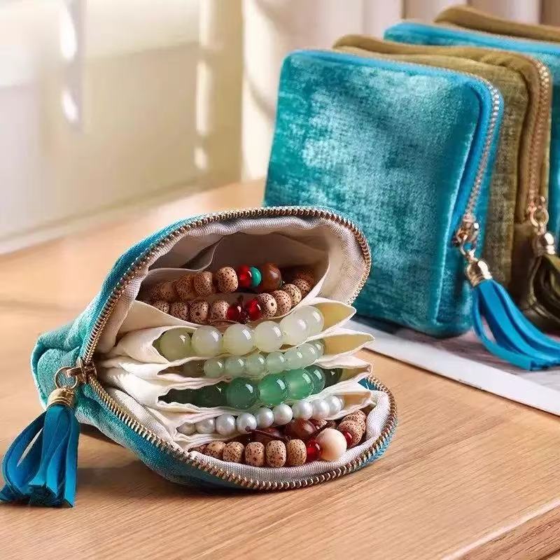 Nylon Bracelet Organizer Pouch Zipper Jewelry Storage Bag for Small Accessories