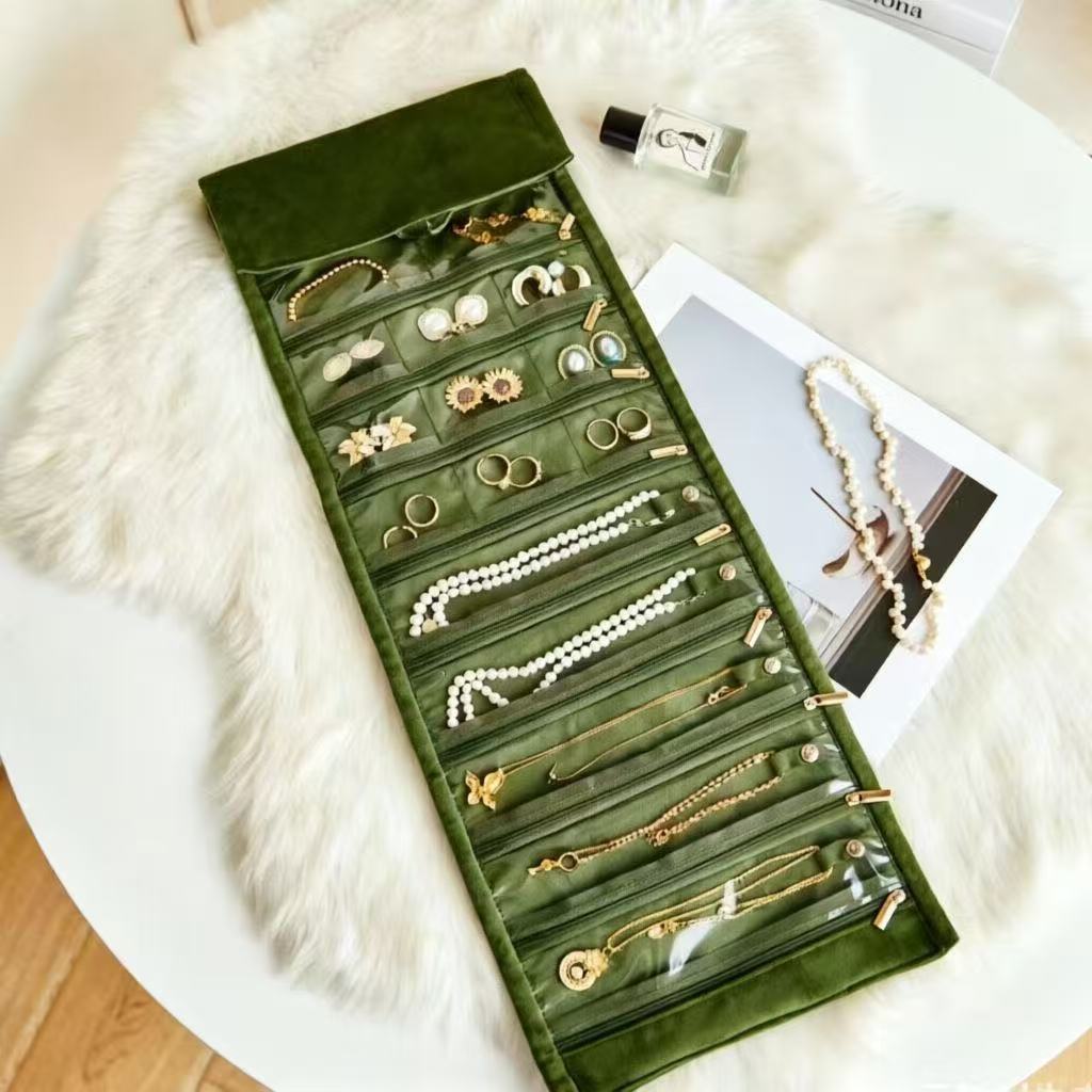 Velvet Jewelry Organizer Pouch Portable Storage Bag for Small Accessories
