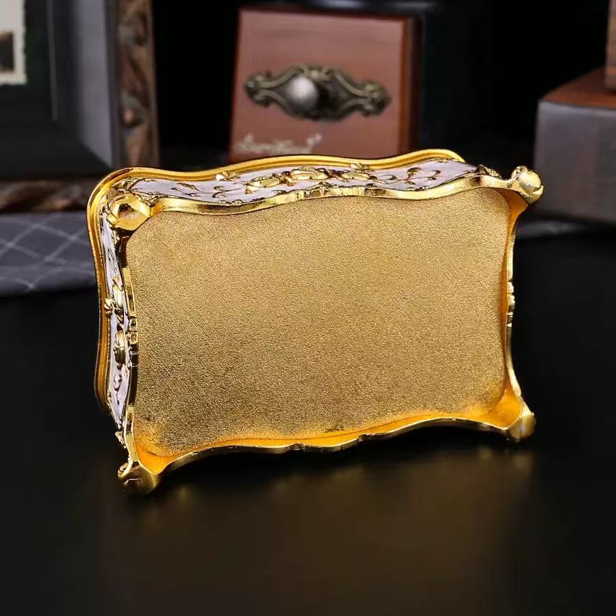 Vintage Inspired Zinc Alloy Square Jewelry Box Rose Flower Design Storage Case